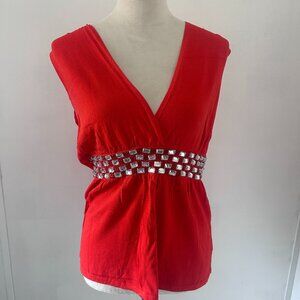 Cache Red V-neck Top